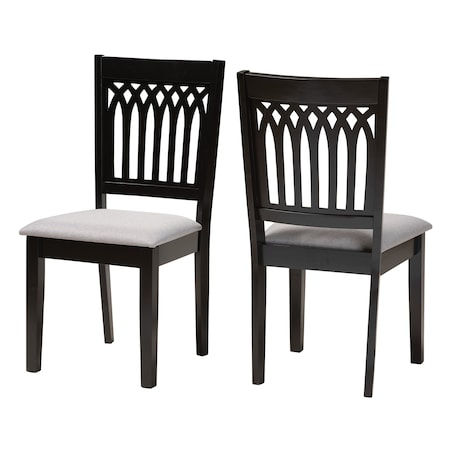 Baxton Studio Genesis Modern Grey Fabric and Dark Brown Finished Wood 2-Piece Dining Chair Set 230-2PC-13190-ZORO